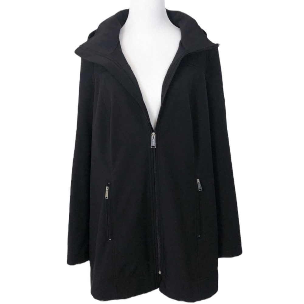 ANDREW MARC Waterproof Softshell Zip Front Trench Coat in Classic Black Size S - Picture 7 of 12